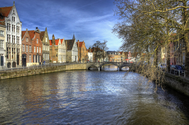 Обои картинки фото bruges, бельгия, города, брюгге, дома, река, пейзаж