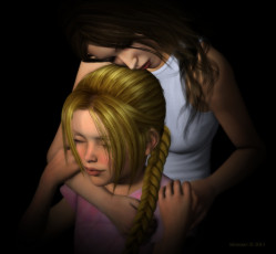 Картинка 3д+графика people+ люди девочка мать