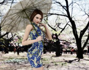 Картинка 3д+графика people+ люди зонтик