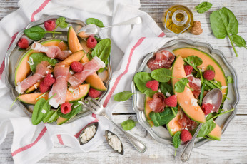 Картинка еда салаты +закуски малина дыня хамон закуска салат