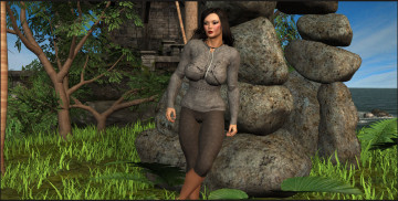 Картинка 3д+графика people+ люди девушка камни трава