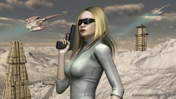 Картинка 3д+графика fantasy+ фантазия девушка оружие