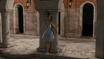 Картинка 3д+графика people+ люди девушка колоны