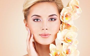 обоя девушки, -unsort , лица,  портреты, цветы, губы, глаза, лицо