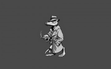 Картинка крокодил+в+плаще рисованные минимализм крокодил плащ шляпа