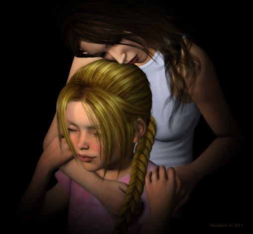 Обои картинки фото 3д графика, people , люди, девочка, мать