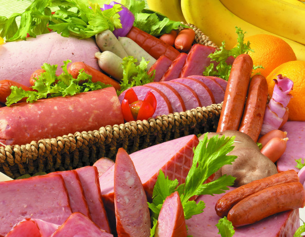 Обои картинки фото еда, колбасные изделия, мясо, сосиски, ветчина, колбаса