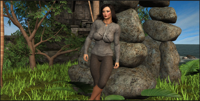 Обои картинки фото 3д графика, people , люди, девушка, камни, трава