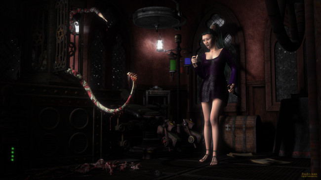 Обои картинки фото 3д графика, fantasy , фантазия, девушка, страх