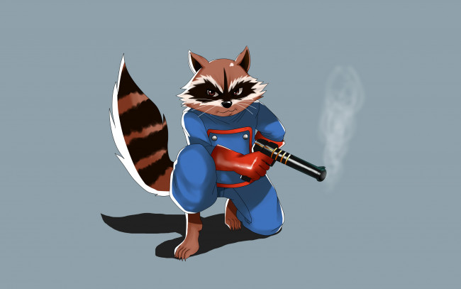 Обои картинки фото guardians of the galaxy, рисованные, комиксы, guardians, of, the, galaxy, реактивный, енот, rocket, raccoon