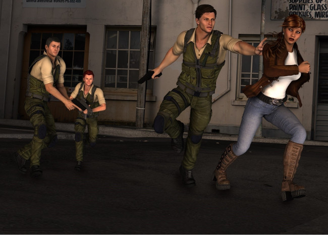 Обои картинки фото 3д графика, fantasy , фантазия, люди, улица