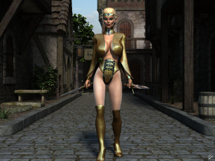 Картинка 3д+графика эльфы+ elves взгляд эльфийка оружие фон