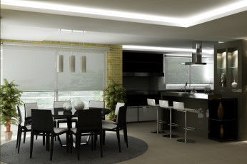 Картинка интерьер кухня стулья стол