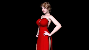 Картинка 3д+графика люди+ people платье фон взгляд девушка