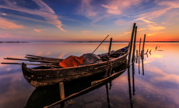 Картинка корабли лодки +шлюпки океан горизонт облака лодка