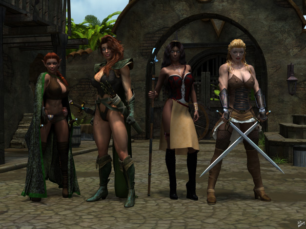 Обои картинки фото 3д графика, эльфы , elves, взгляд, оружие, фон, эльфийка