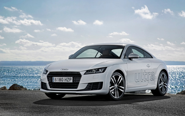 Обои картинки фото автомобили, audi, светлый, 2014г, 8s, ultra, tdi, 2-0, coupе, tt