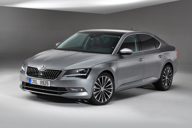 Обои картинки фото автомобили, skoda, серый, 2015г, superb