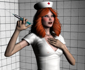 Картинка 3д+графика люди+ people девушка взгляд фон медсестра