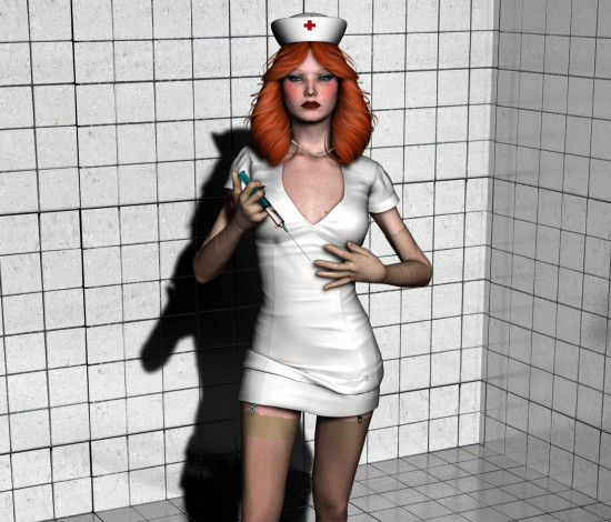Обои картинки фото 3д графика, люди , people, девушка, взгляд, фон, медсестра