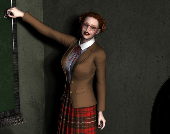 Обои картинки фото 3д графика, люди , people, взгляд, девушка, доска, фон