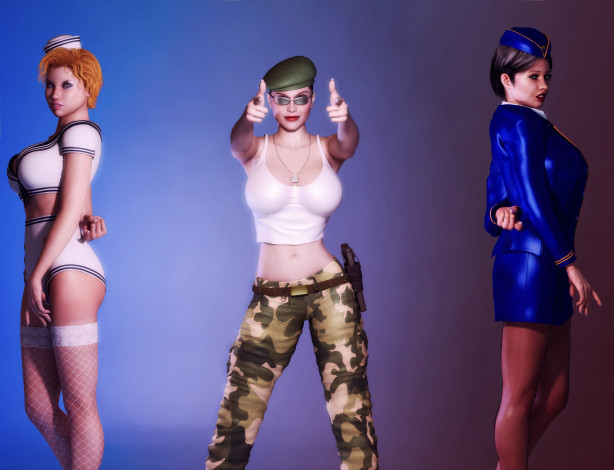 Обои картинки фото 3д графика, люди , people, взгляд, девушки, фон