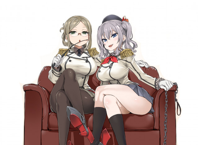 Обои картинки фото аниме, kantai collection, арт, девушки