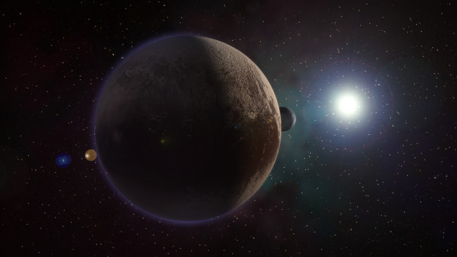 Обои картинки фото космос, плутон, спутник, харон, планета