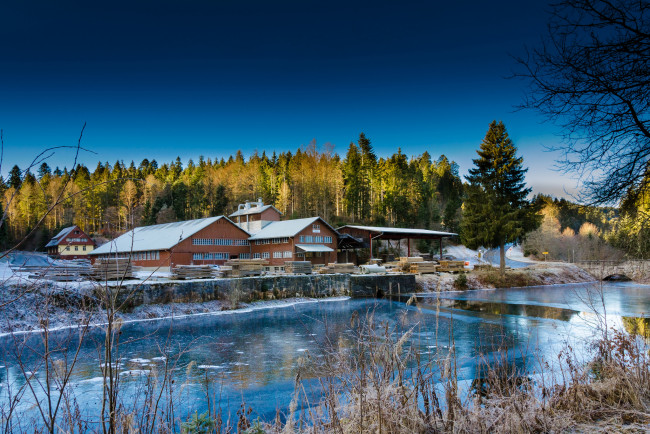 Обои картинки фото города, - пейзажи, река, лес