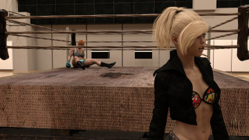 Картинка 3д+графика спорт+ sport фон взгляд девушки ринг бокс