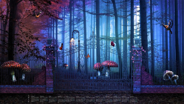 Картинка календари фэнтези деревья 2018 гриб ворота