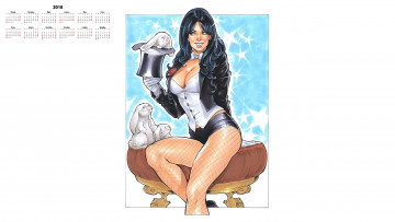 Картинка календари рисованные +векторная+графика девушка 2018 шляпа кролик взгляд