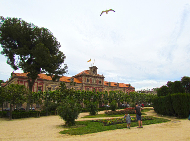 Обои картинки фото барселона, города, барселона , испания, здание, птица, люди, растения