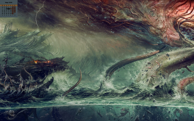 Обои картинки фото календари, фэнтези, водоем, 2018