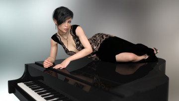 Картинка 3д+графика люди+ people девушка взгляд фон