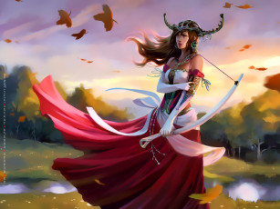 Картинка календари фэнтези листья природа растение деревья девушка оружие calendar 2020