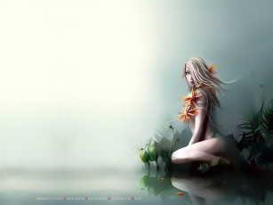 Картинка календари фэнтези водоем цветы девушка природа calendar 2020