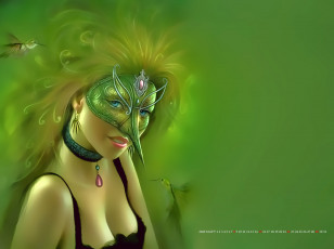 обоя календари, фэнтези, маска, птица, девушка, клюв, лицо, calendar, 2020