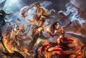Картинка diablo+iii +reaper+of+souls видео+игры девушки битва сражение магия призраки монстры амазонки чудища огонь колдовство