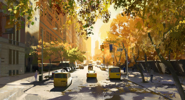 Картинка аниме город +улицы +интерьер +здания