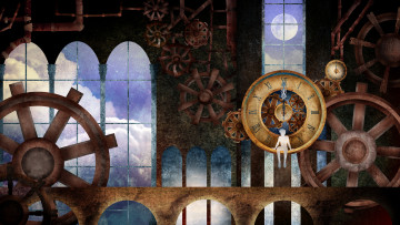 Картинка рисованное люди человек часы механизм