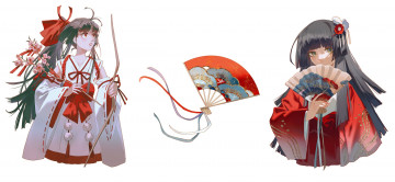 Картинка аниме unknown +другое+ девочки веер