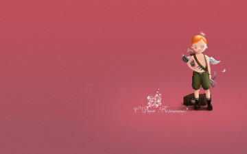 обоя праздничные, день святого валентина,  сердечки,  любовь, купидон, мальчик, лук, стрелы, ящик