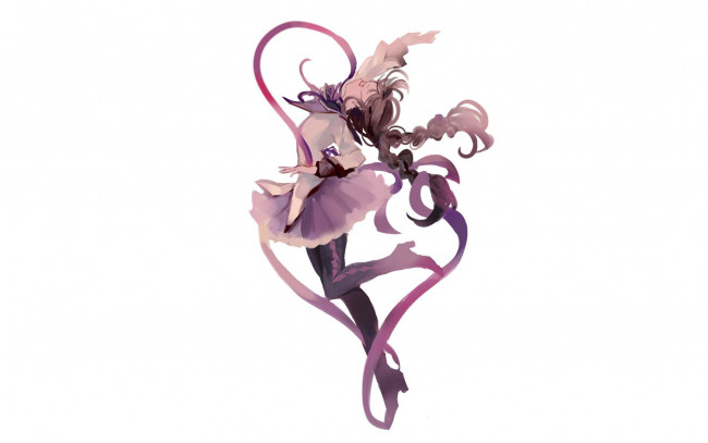 Обои картинки фото аниме, mahou shoujo madoka magika, девушка, лента