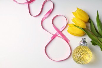 Картинка праздничные международный+женский+день+-+8+марта лента тюльпаны духи