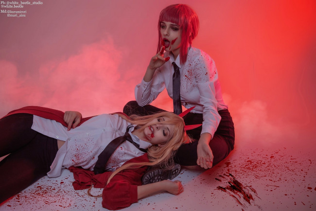 Обои картинки фото девушки, kurumirori, костюмы, образы, кровь