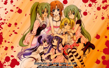 Картинка аниме higurashi no naku koro ni ryuuguu rena furude rika hanyuu sonozaki mion shion houjou satoko