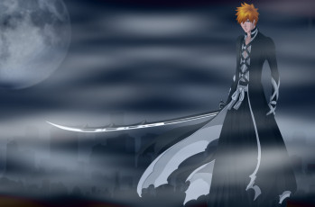 Картинка аниме bleach ichigo kurosaki банкай