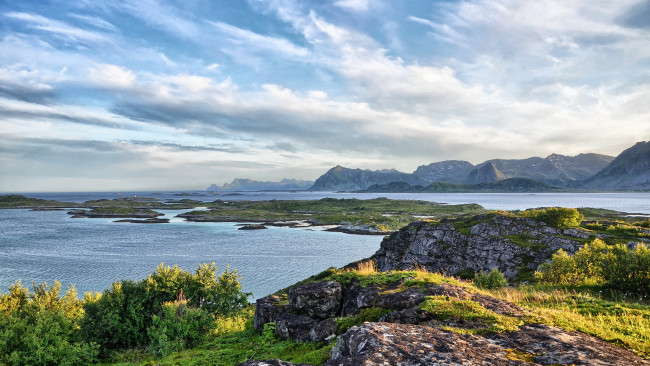 Обои картинки фото природа, побережье, горы, острова, озеро