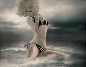 Картинка 3д графика people люди море купальник блондинка